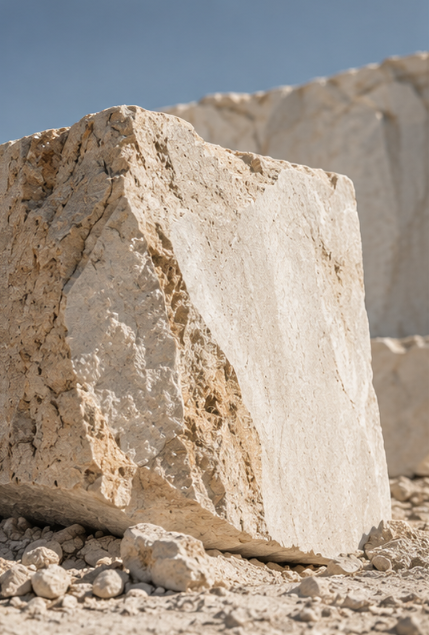 Bloque de piedra caliza en cantera