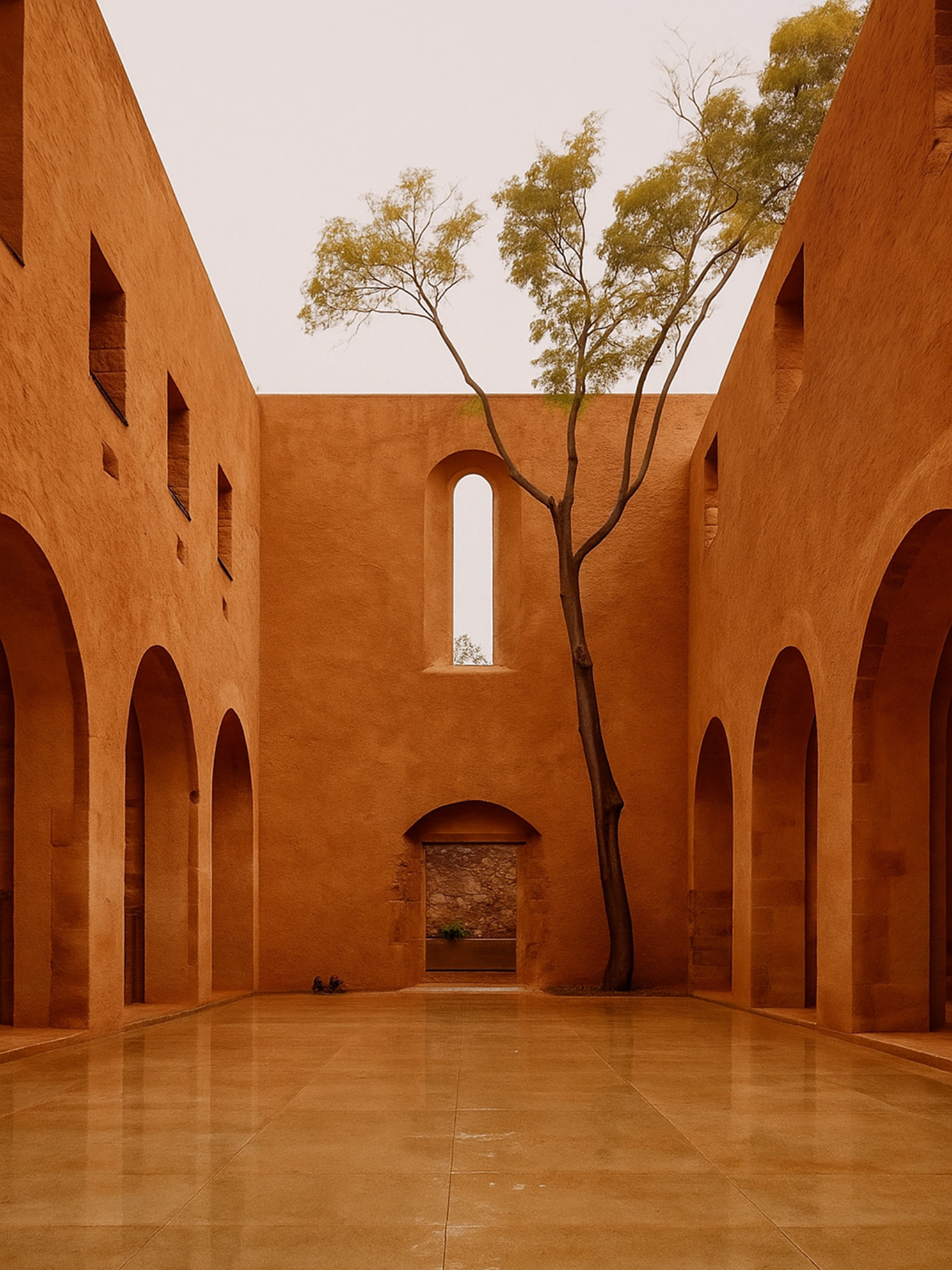 Wall finished in Limedolomite Terracota 02.